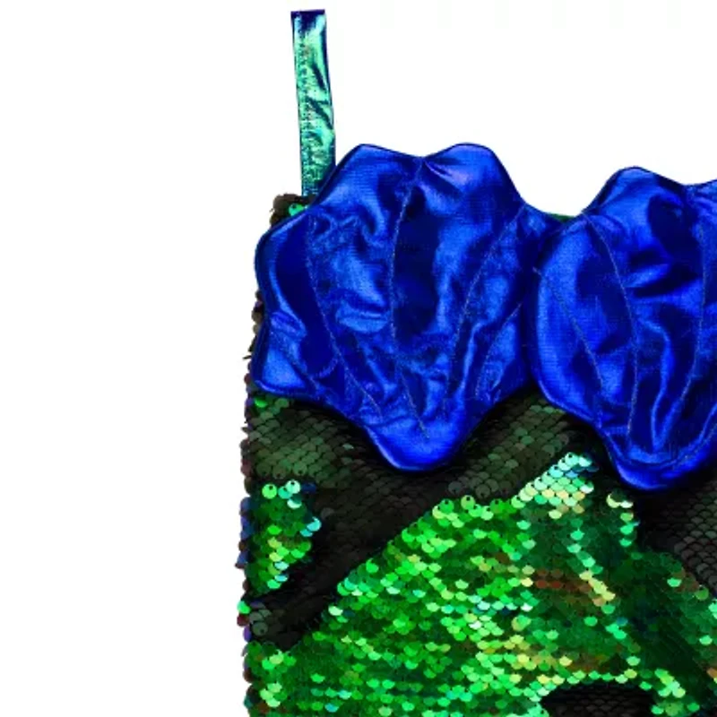 Northlight 24in Green And Black Sequined Iridescent Mermaid Christmas Stocking
