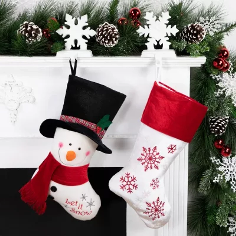 Northlight 19in Black Red And White Embroidered Inlet It Snow!In Snowman Christmas Stocking