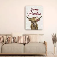 Lumaprints Happy Holidays Highland Canvas Art