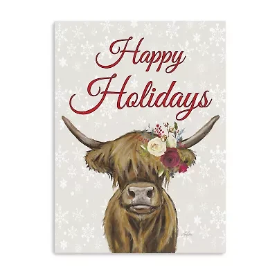 Lumaprints Happy Holidays Highland Canvas Art