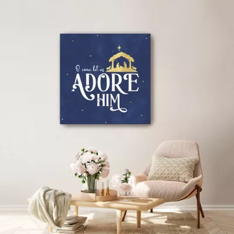 Lumaprints O Holy Night Vi On Blue Canvas Art