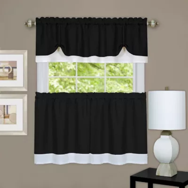 Darcy 3-pc. Rod Pocket Kitchen Curtains & Drapes Window Set