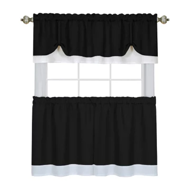 Darcy 3-pc. Rod Pocket Kitchen Curtains & Drapes Window Set