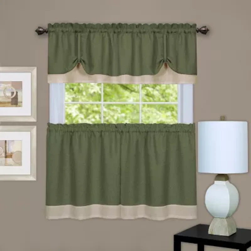 Darcy 3-pc. Rod Pocket Kitchen Curtains & Drapes Window Set
