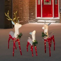 Northlight Set Of 3 Lighted Red Reindeer Family Christmas Yard Art