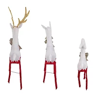 Northlight Set Of 3 Lighted Red Reindeer Family Christmas Yard Art