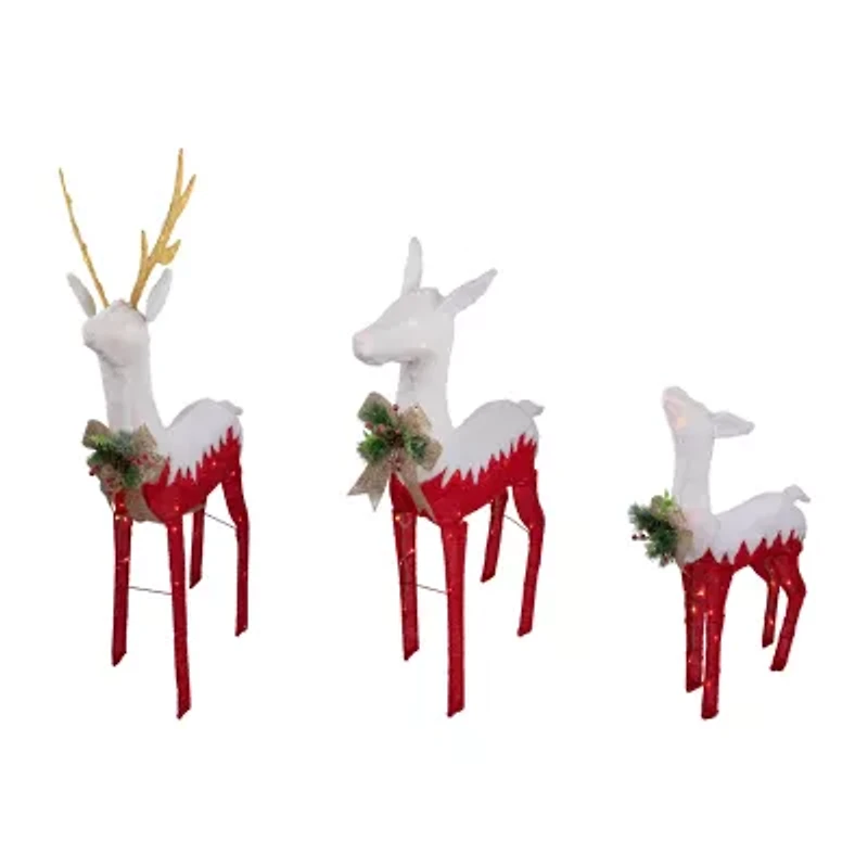 Northlight Set Of 3 Lighted Red Reindeer Family Christmas Yard Art
