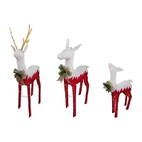 Northlight Set Of 3 Lighted Red Reindeer Family Christmas Yard Art