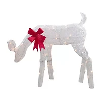 Northlight 37in Lighted White Mesh Feeding Doe  Clear Lights Christmas Yard Art