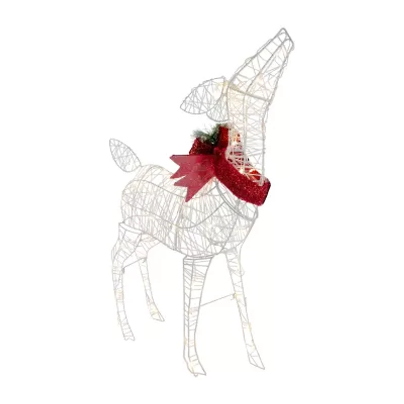 Northlight 35in Led Lighted Standing Reindeer With Bow Christmas Yard Art