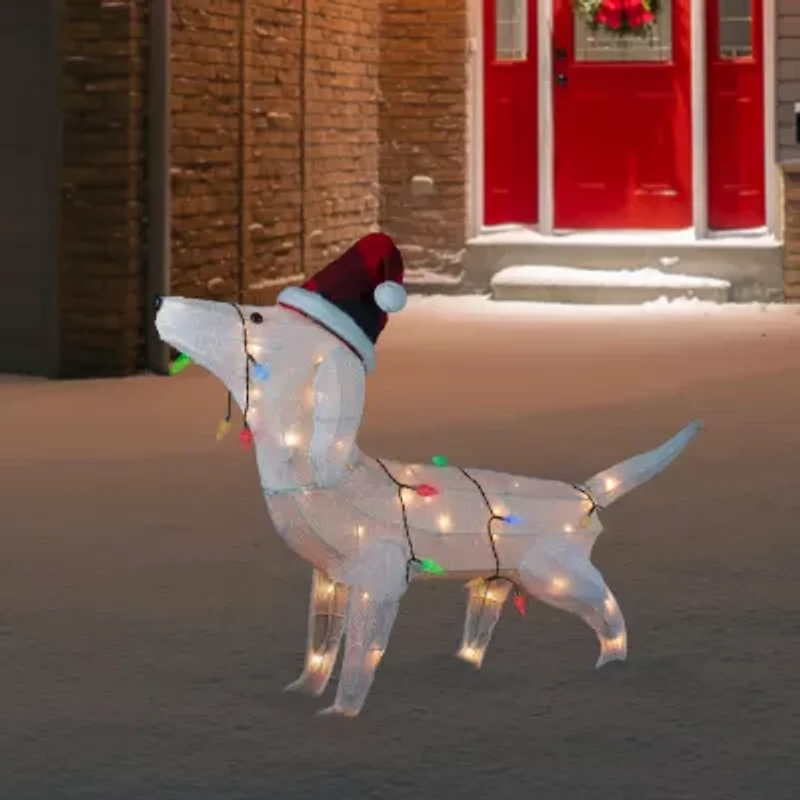 Northlight 32in Led Lighted Dachshund Dog In Santa Hat Christmas Yard Art