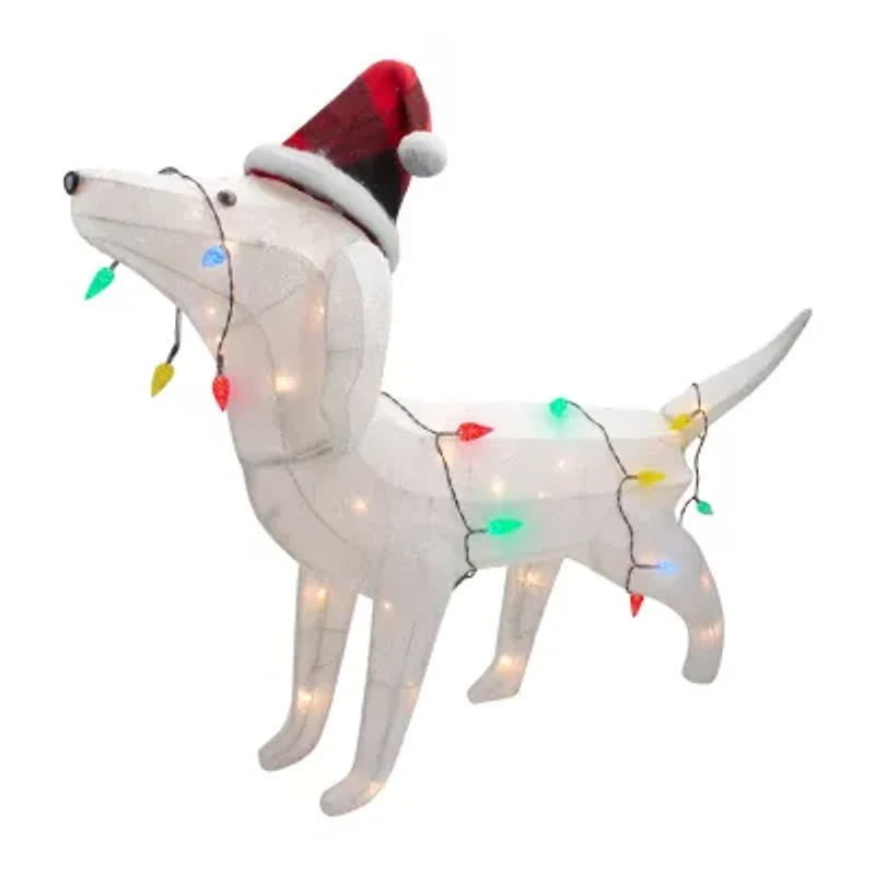 Northlight 32in Led Lighted Dachshund Dog In Santa Hat Christmas Yard Art