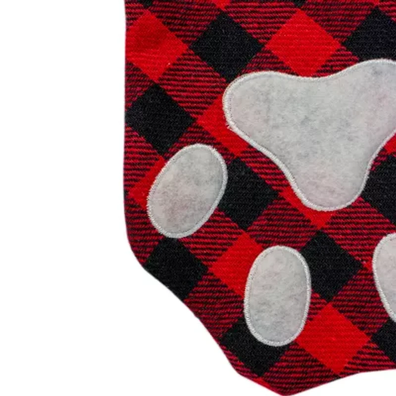 Northlight 15.5in Red And Black Buffalo Plaid Pet Embroidered Christmas Stocking