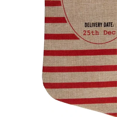 Northlight 19in Beige And Red Striped In Delivery With Loop Christmas Stocking