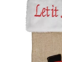 Northlight 19" Beige And Red Burlap Let It Snow Snowman Christmas Stocking