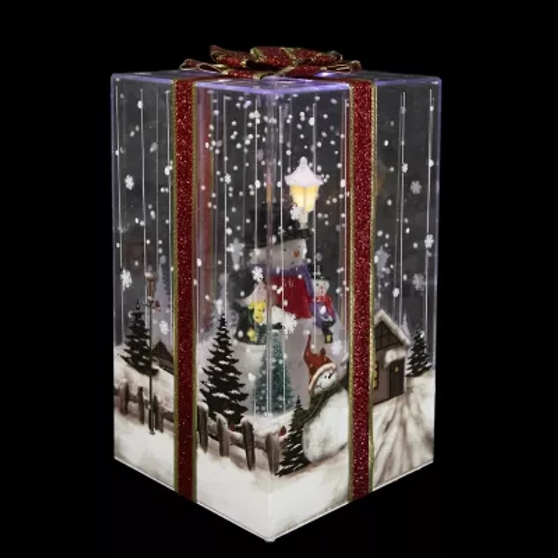 Northlight 12in And Musical Snowman Family Snowing Gift Box Christmas Decoration Snowman Christmas Snow Globe