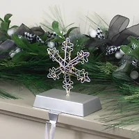 Northlight 7.5in Led Lighted Silver Wired Snowflake Christmas Stocking Holder