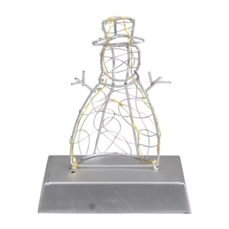 Northlight 8in Led Lighted Silver Wired Snowman Christmas Stocking Holder