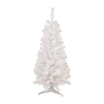 Northlight White Slim Artificial Pink Lights 4 Foot Pre-Lit Pine Christmas Tree