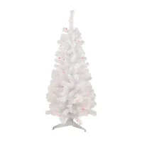 Northlight White Slim Artificial Pink Lights 4 Foot Pre-Lit Pine Christmas Tree