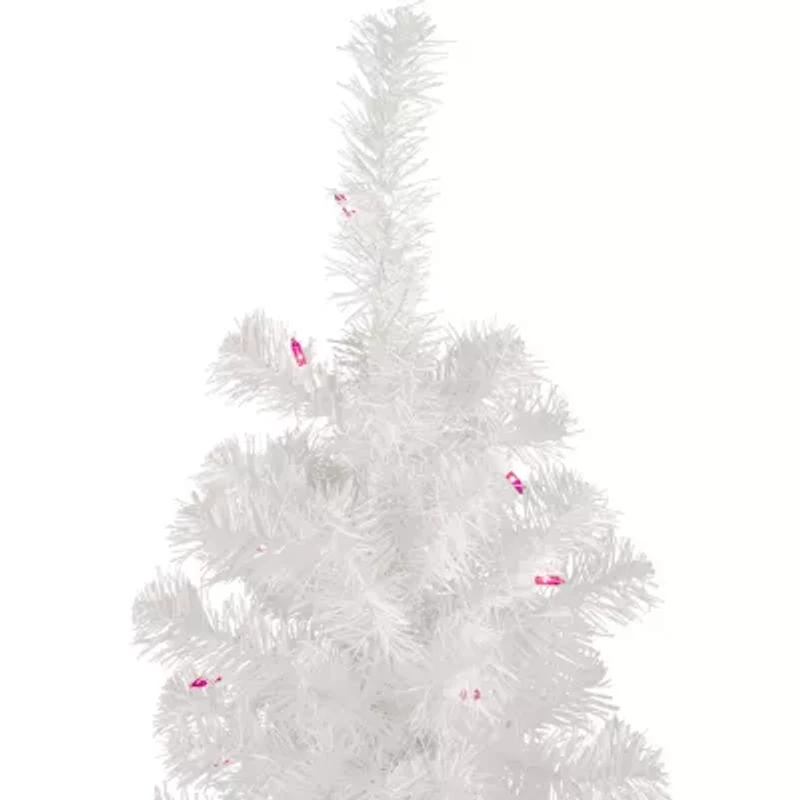 Northlight White Slim Artificial Pink Lights 4 Foot Pre-Lit Pine Christmas Tree