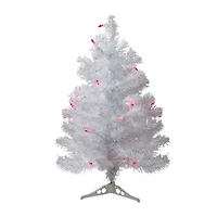 Northlight White Slim Artificial Pink Lights 2 Foot Pre-Lit Pine Christmas Tree