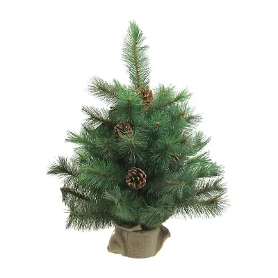 Northlight Medium Royal Oregon Burlap Base Artificial Unlit 1 1/2 Feet Pine Christmas Tree