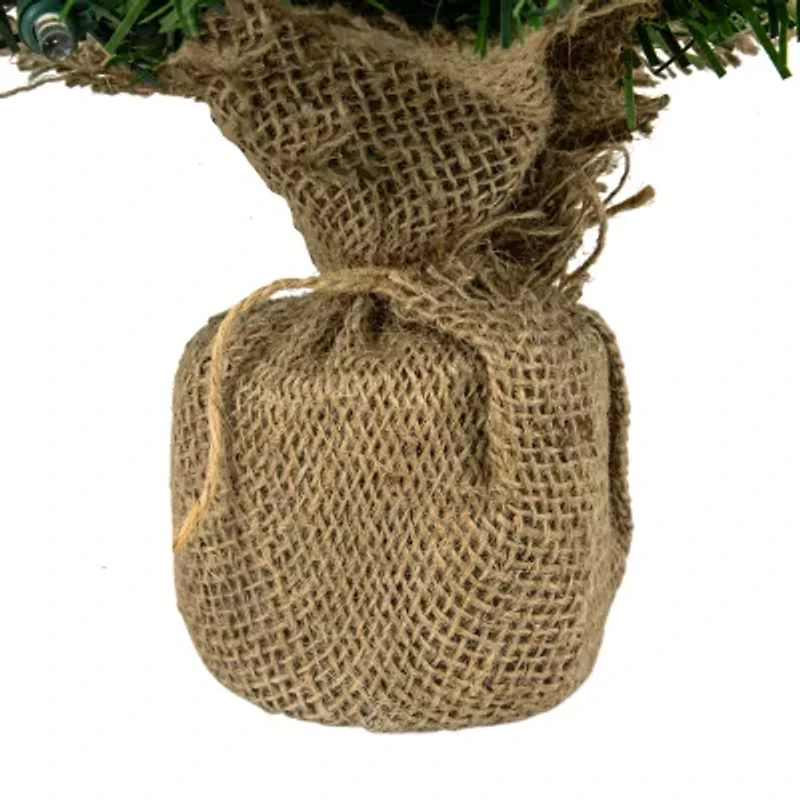 Northlight Two-Tone Green Artificial In Burlap Clear Led Lights 1 1/2 Feet Pre-Lit Pine Christmas Tree