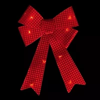 Northlight 17.5in Led Lighted Red Sequin Bow Christmas Decoration Indoor Ribbon