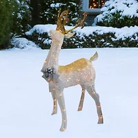 Northlight 48in White And Gold Lighted Standing Buck Decor Christmas Yard Art