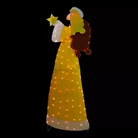 Northlight 72in Lighted 2d Yellow Chenille Angel Christmas Yard Art