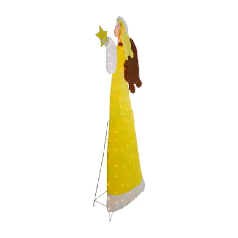 Northlight 72in Lighted 2d Yellow Chenille Angel Christmas Yard Art