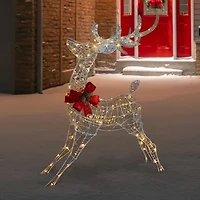 Northlight 56in Led Lighted Reindeer With Glitter Bow Christmas Yard Art