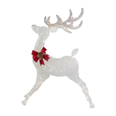 Northlight 56in Led Lighted Reindeer With Glitter Bow Christmas Yard Art