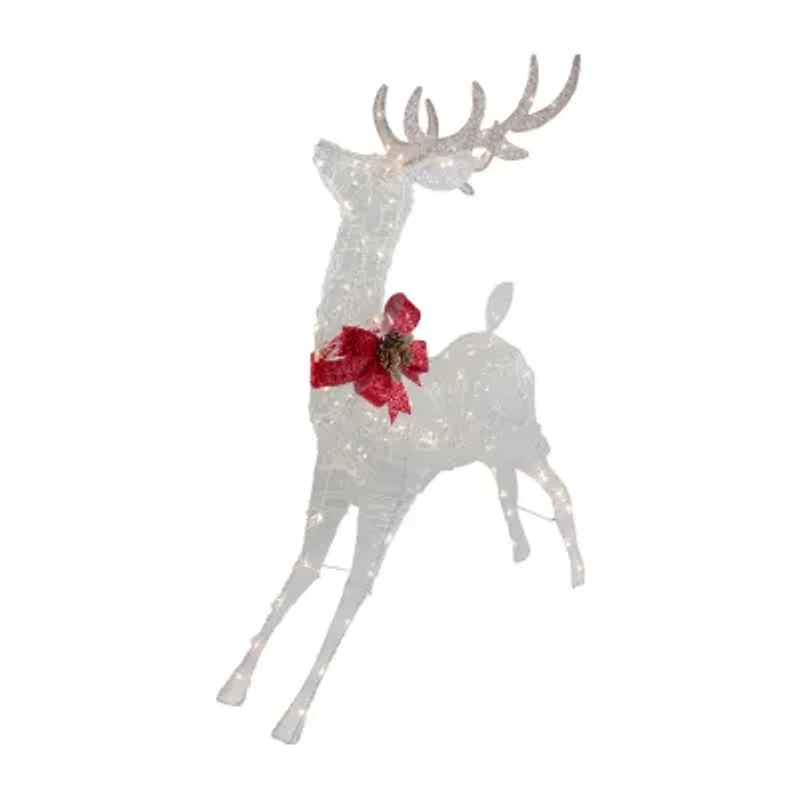 Northlight 56in Led Lighted Reindeer With Glitter Bow Christmas Yard Art