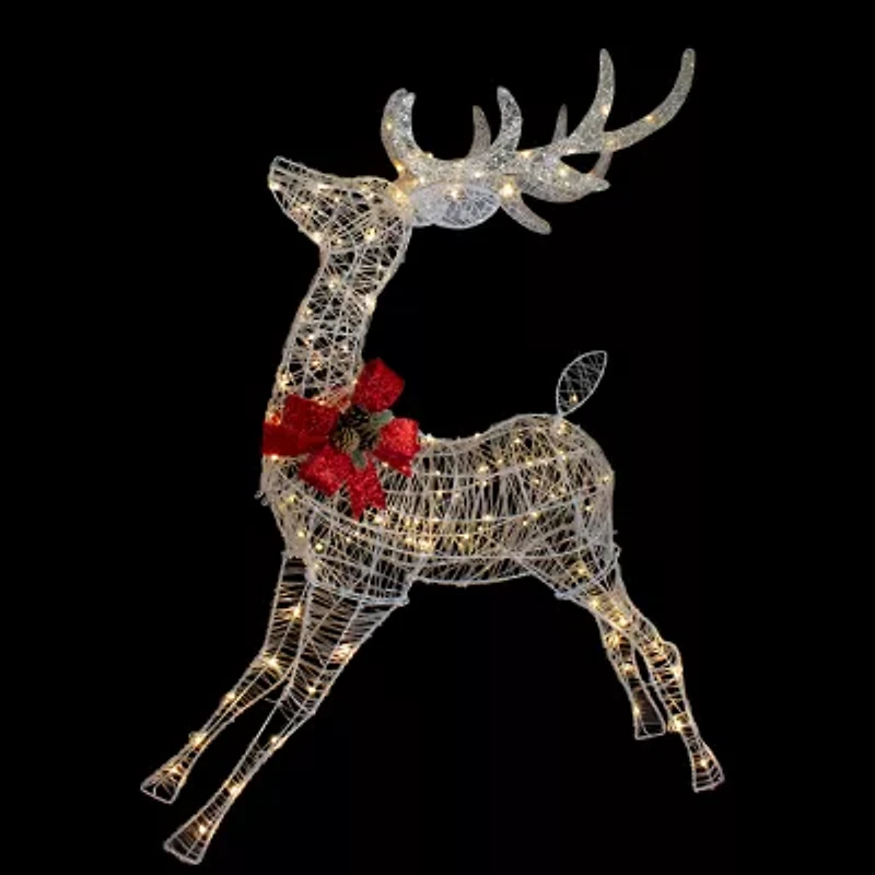Northlight 56in Led Lighted Reindeer With Glitter Bow Christmas Yard Art