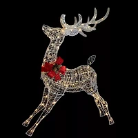 Northlight 56in Led Lighted Reindeer With Glitter Bow Christmas Yard Art