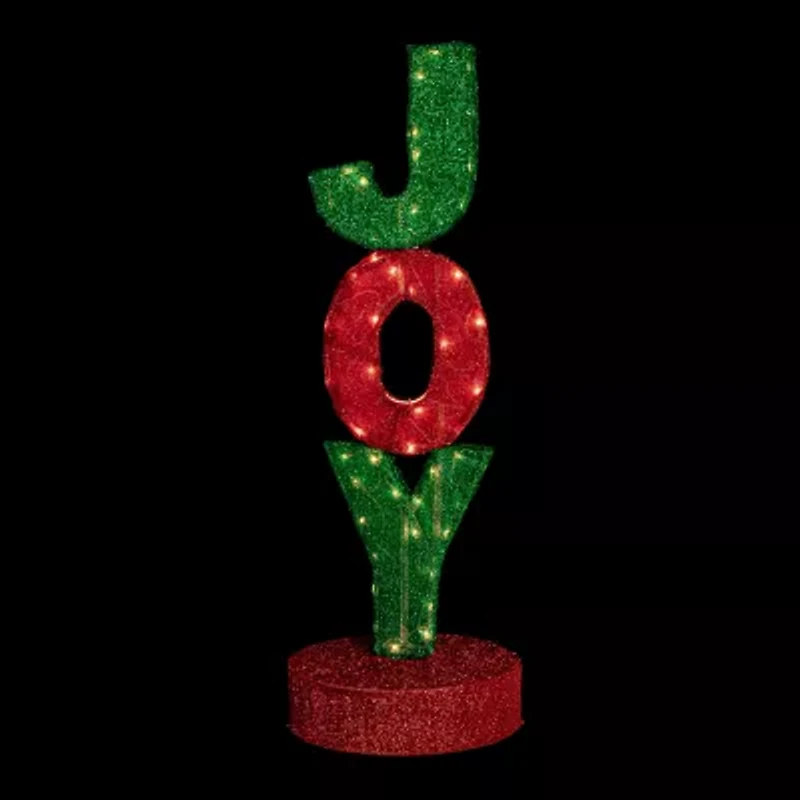 Northlight 39in Lighted Red And Green Joy Sign Christmas Yard Art
