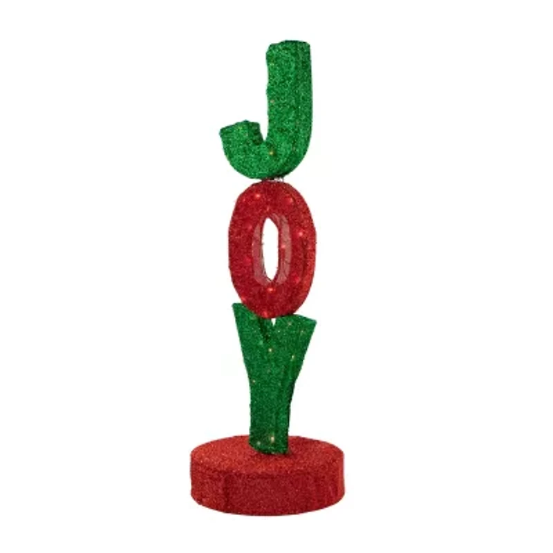 Northlight 39in Lighted Red And Green Joy Sign Christmas Yard Art
