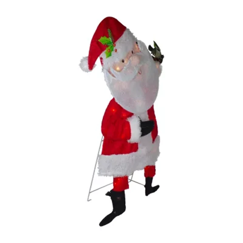 Northlight 32in Lighted Red And White Chenille Santa Christmas Yard Art