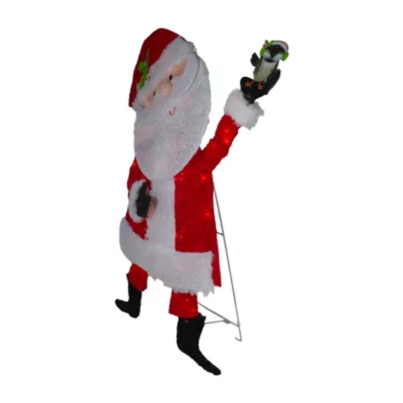 Northlight 32in Lighted Red And White Chenille Santa Christmas Yard Art