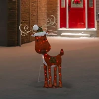 Northlight 32in Lighted 2d Chenille Reindeer Christmas Yard Art