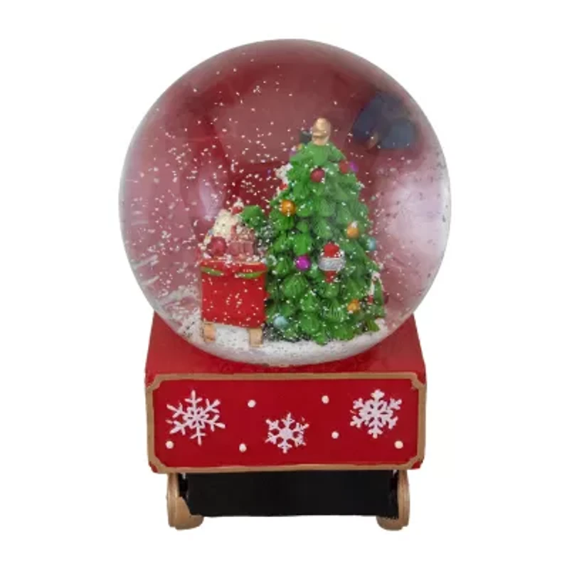 Northlight 8.5in Green And Red Christmas Train Santa Christmas Snow Globe