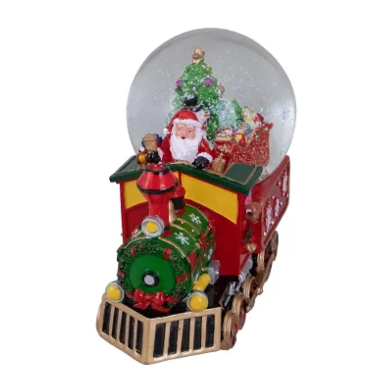 Northlight 8.5in Green And Red Christmas Train Santa Christmas Snow Globe