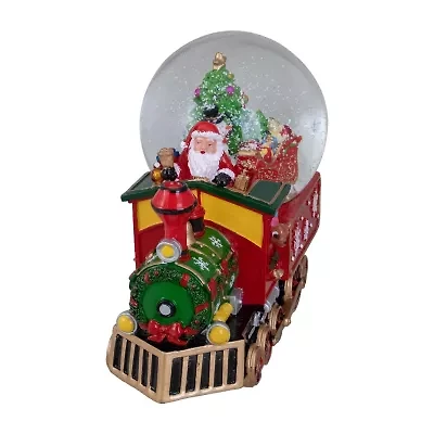 Northlight 8.5in Green And Red Christmas Train Santa Christmas Snow Globe