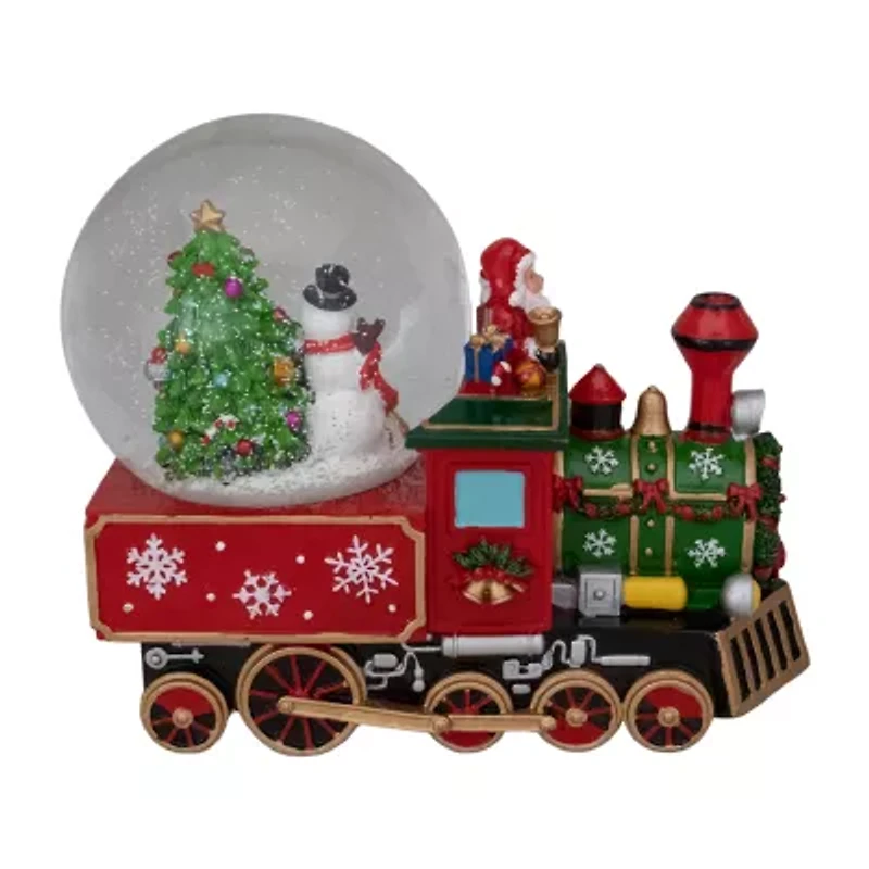 Northlight 8.5in Green And Red Christmas Train Santa Christmas Snow Globe