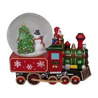 Northlight 8.5in Green And Red Christmas Train Santa Christmas Snow Globe