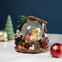 Northlight 6.75in Holy Family Christmas Nativity Musical Water Christmas Snow Globe