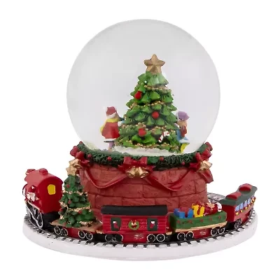 Northlight 6.5in Christmas Tree With Revolving Train Musical Santa Christmas Snow Globe