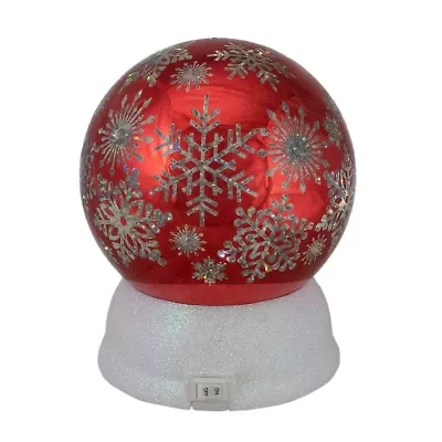 Northlight 6.5in Led Shiny Red Snowflake Water Tabletop Decoration Christmas Snow Globe